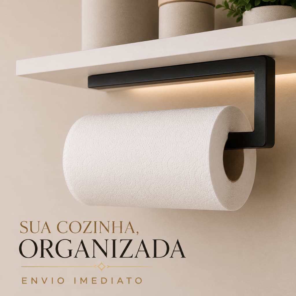 Suporte Porta PAPEL TOALHA Adesivo Sem Furo Para Parede Ou Armário Cozinha Moderna