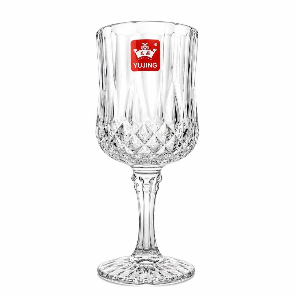 Jogo 06 Taças Luxor Vidro Grosso Trabalhado Para Água Vinho Bebidas Drinks