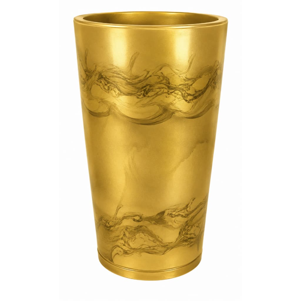 Vasos Para Plantas Coluna Marmorizada Tamanho GG com Prato Coletor - Vaso Decorativo em Polietileno