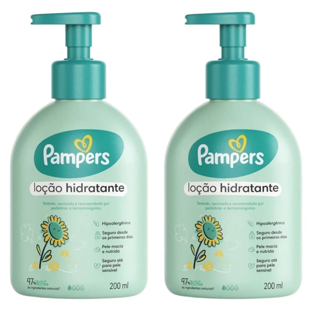 2un Loção Hidratante Pampers Girassol 200ml bebe