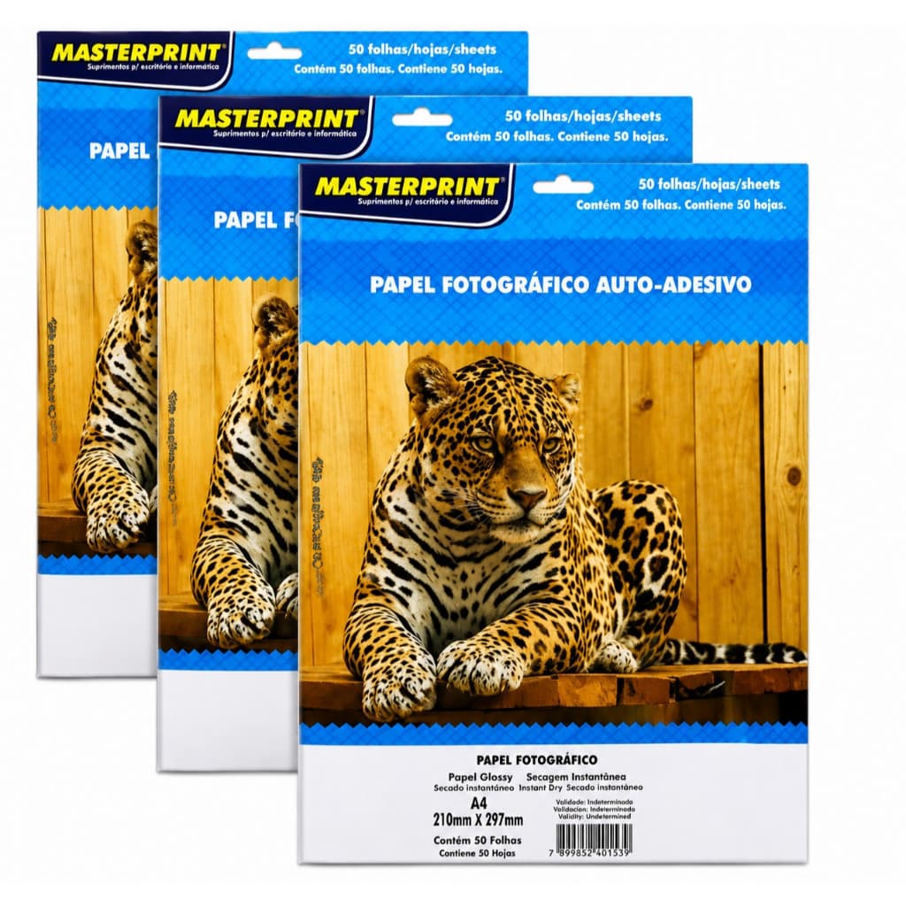 Papel fotográfico glossy brilhante branco 80 gramas auto-adesivo 100 folhas MASTERPRINT OFERTA!!