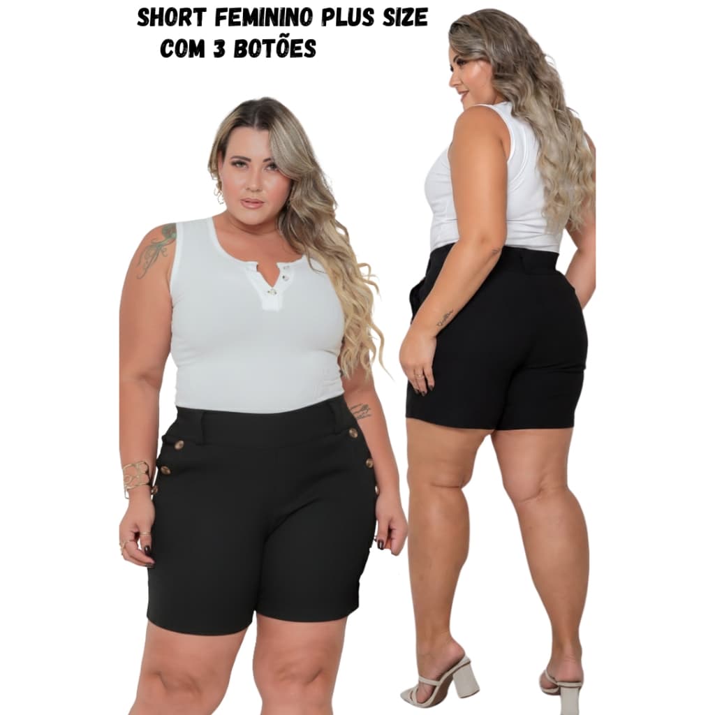 Short Feminino Plus Size 6 botões no bolso