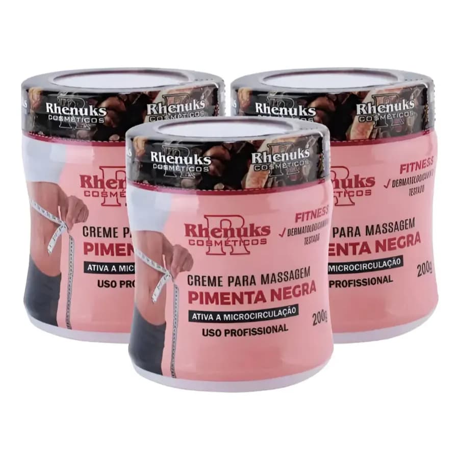 Gel Redutor De Medidas Pimenta Negra 200g - Rhenuks 3 Uni!