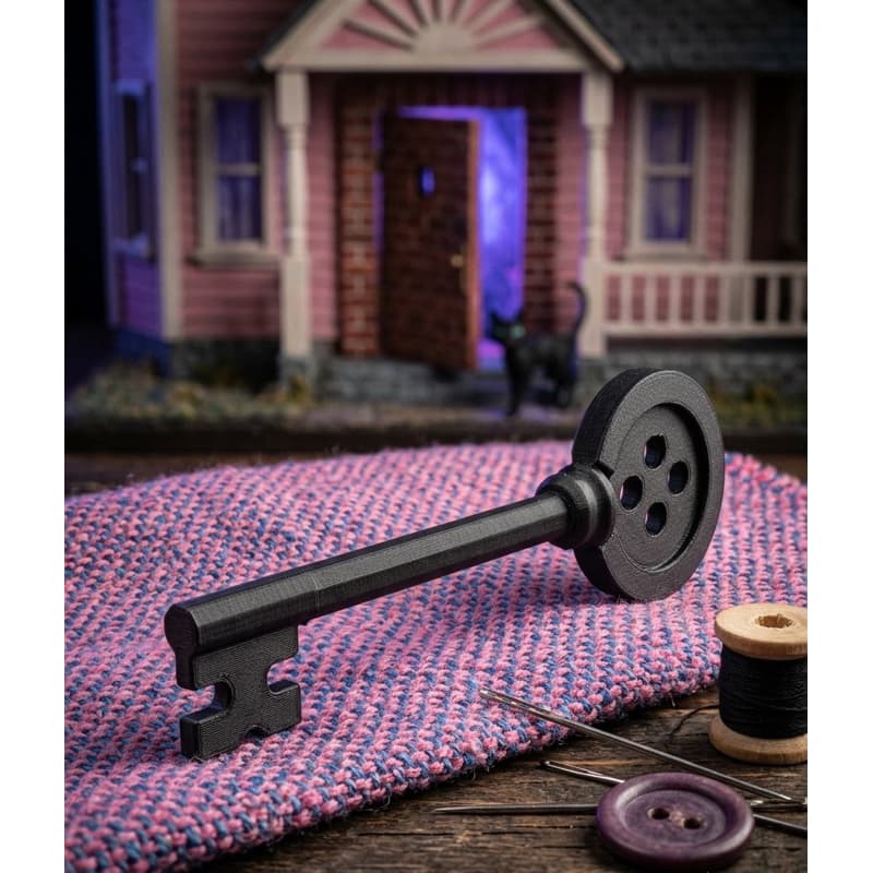 Chave Coraline Réplica Decorativa Geek Cosplay Filme Botão Colecionador Nerd Acessório