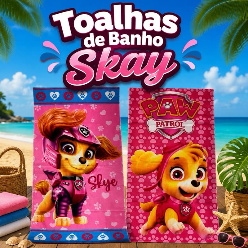 Toalha de Banho e Praia Estampadas Variadas Personagem Infantil Menino e Menina