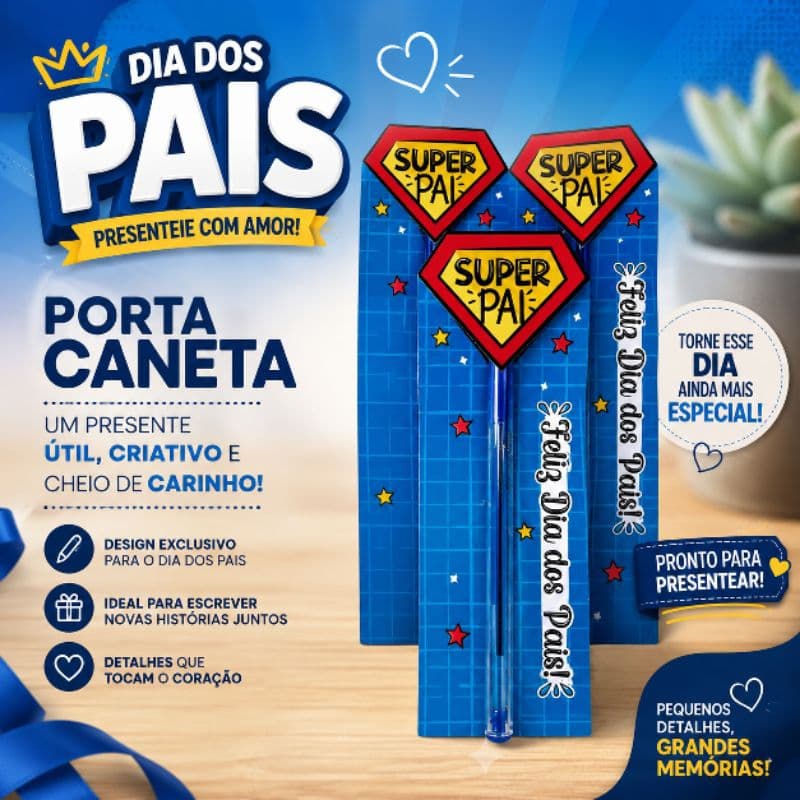 Porta Caneta Marca páginas Dia dos Pais Personalizado – (NÃO ACOMPANHA CANETA)