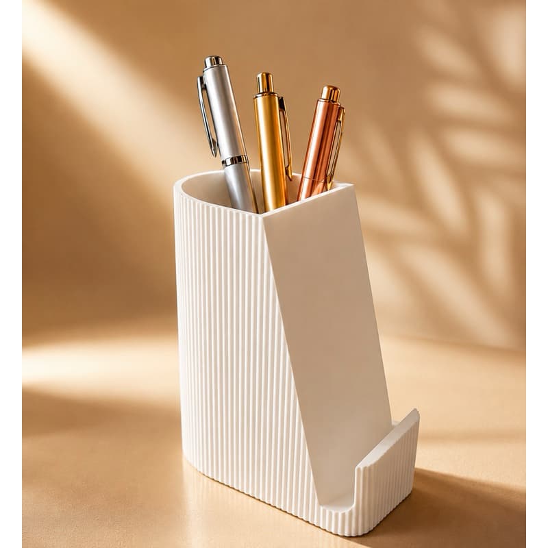Organizador Mesa Moderno Porta Caneta Suporte Celular Home Office Branco Multifuncional