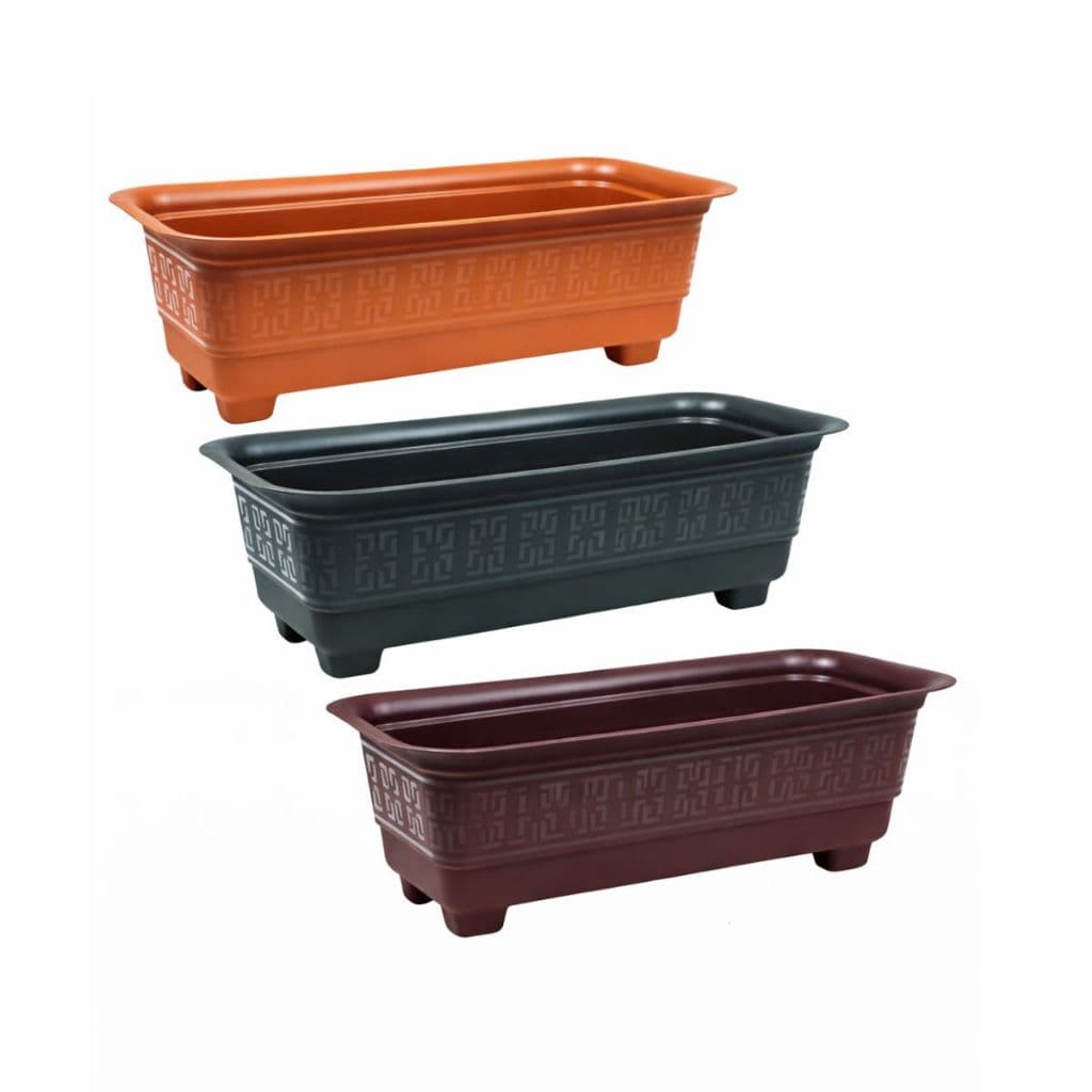 KIT 6 Vasos Floreira Plastico Retangular Jardineira 6 Litros Horta Cacto Suculentas Mudas Ervas