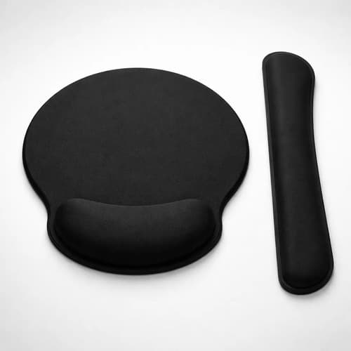 Kit Mouse Pad Com Apoio De Pulso Em Gel Preto