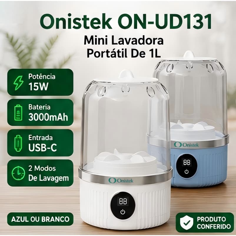 Mini Máquina De Lavar 1L Onistek USB-C Portátil Para Meias E Roupas Íntimas