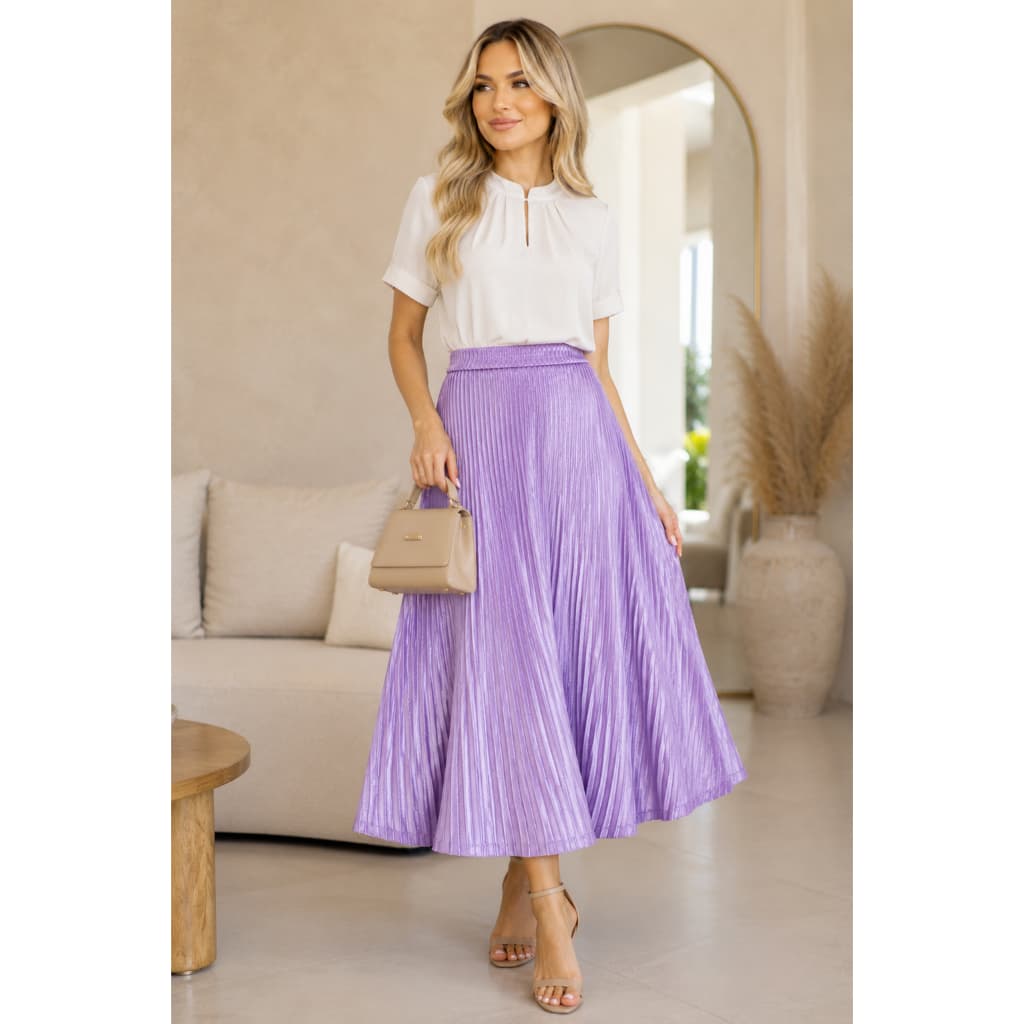 Saia Midi Feminina Cintura Alta Moda Evangélica Social Elegante Casual Confortável com Elástico no Cós