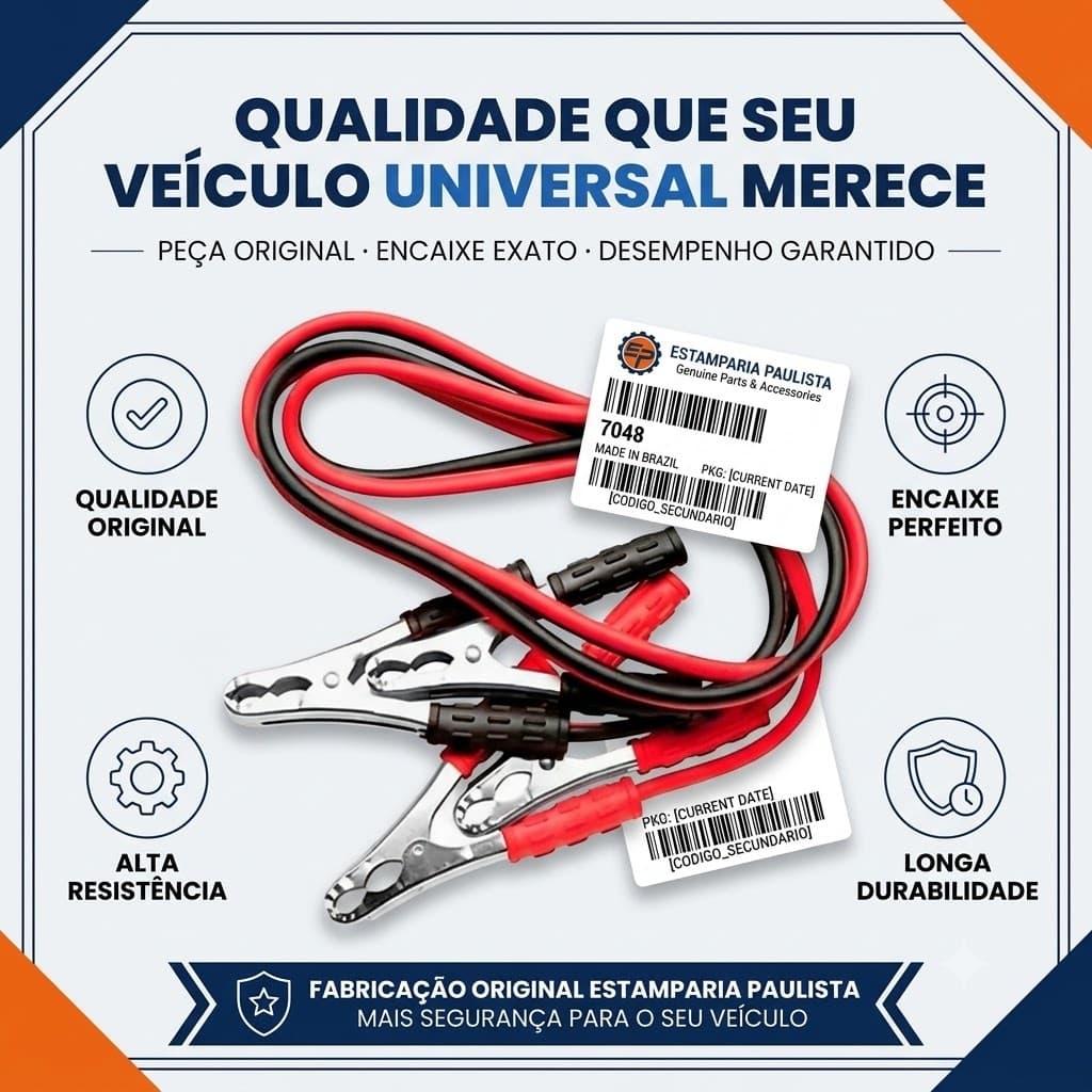 Cabo auxiliar de partida 200A 2,5m chupeta bateria cobre puro universal carro