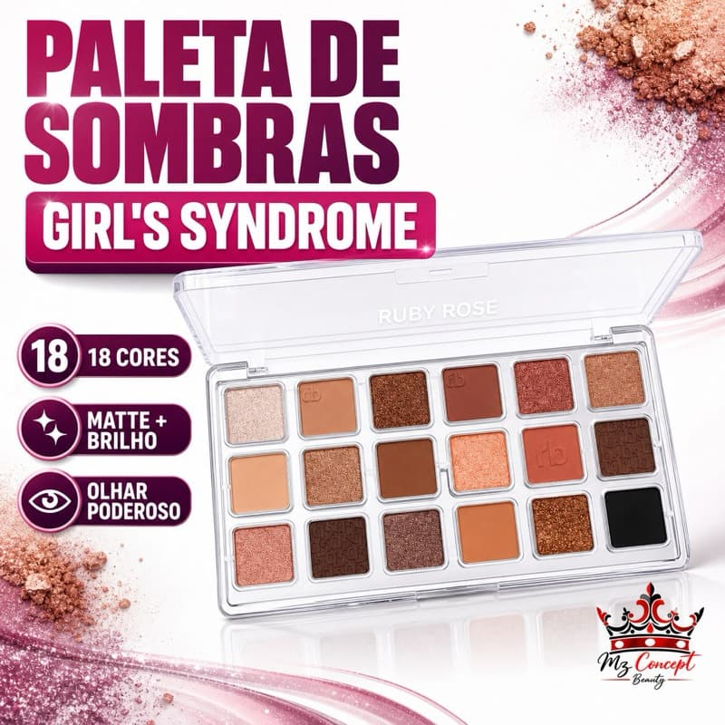 Paleta Sombras Ruby Rose Girls Syndrome Blow 18 Cores Matte Glitter