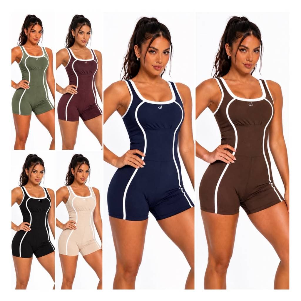 Macaquinho Fitness Feminino Academia Canelado Bicolor Modelador