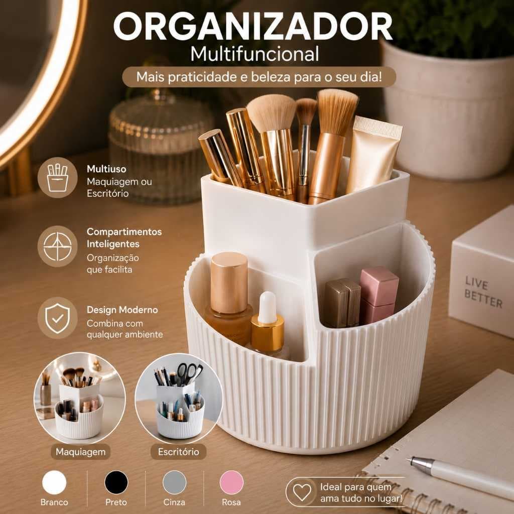 Organizador Multifuncional Porta Maquiagem Porta Canetas Organizador de Mesa Escritório Cosméticos MultiusoPorta Esponja