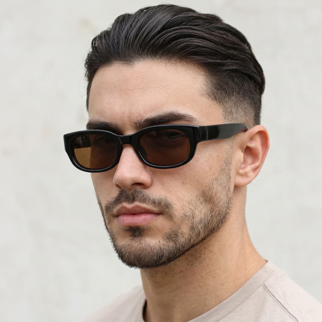 Óculos de Sol Masculino Quadrado Retangular Acetato Retrô Vintage Premium UV400 Casual Clássico Tendência