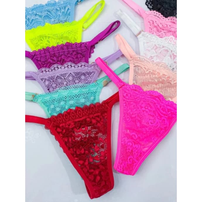 Kit 3 Calcinhas De Renda Tanga Moda Íntima Barato Revenda Atacado
