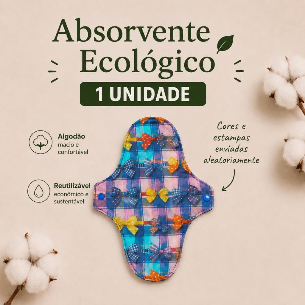 Absorvente Ecológico Reutilizável Menstrual Algodão