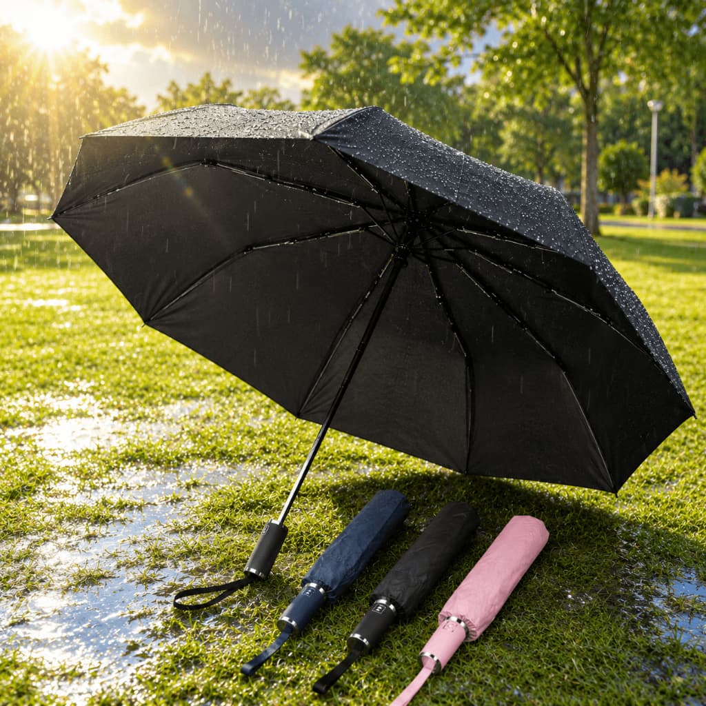 Guarda-Chuva Luxo Automático Grande Poliester + Capa 10 Varetas Fibra de Vidro Impermeável Reforçado