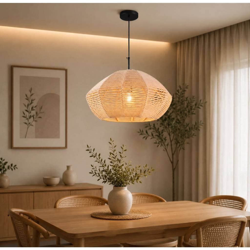 Pendente em Corda Náutica Pink 60cm – Lustre Artesanal Decorativo com Soquete E27 | Cabo 2 Metros