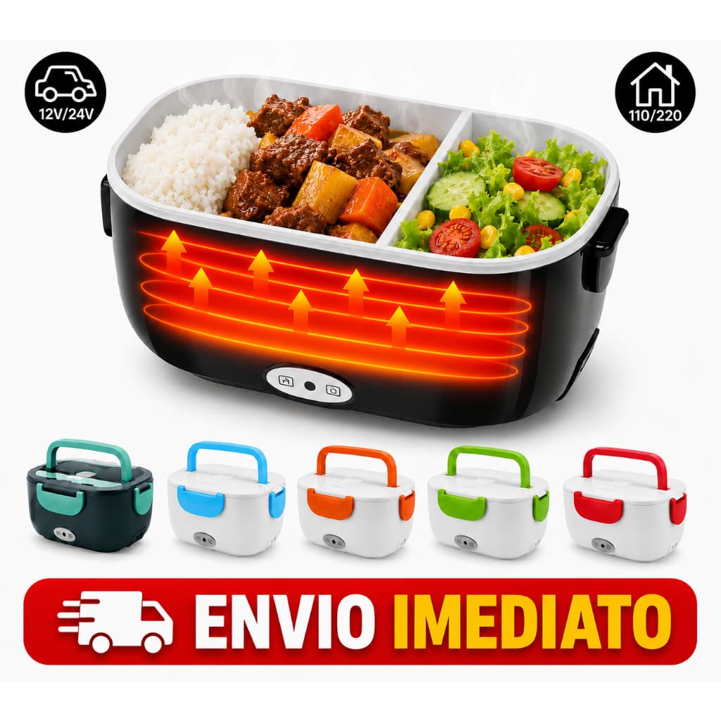 Marmita Elétrica Veicular 1.5L Tomada Bivolt 110V/220V e 12V/24V - Marmita Térmica Para Comida