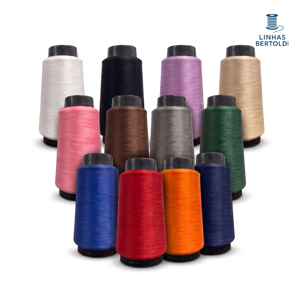 Kit 12 Linha Costura Fio Overloque 100 Gramas Colorido Cobertura Overlock Cone Cor Branco Preto