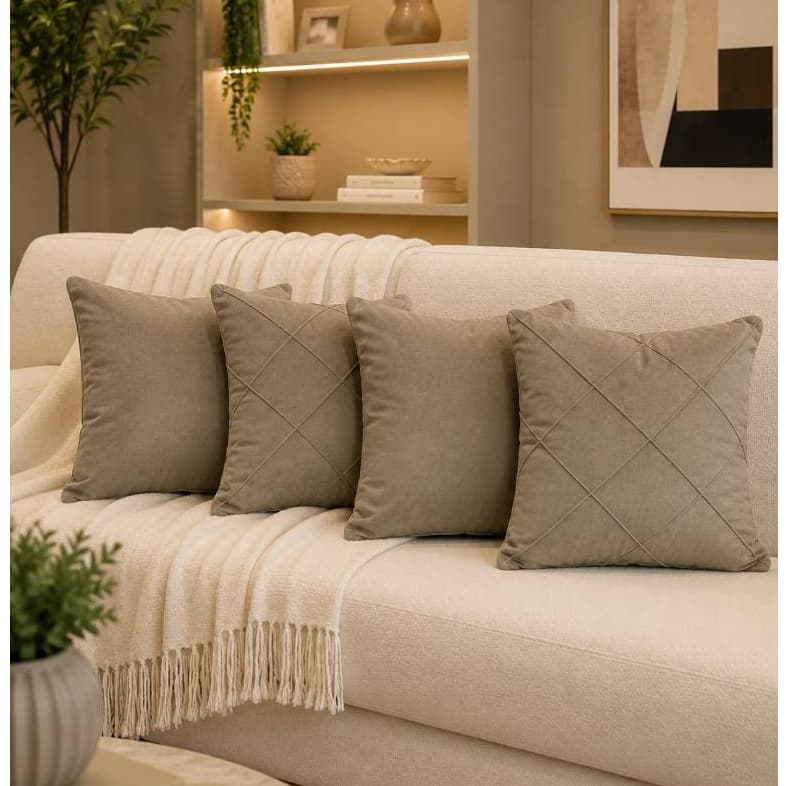 Kit 4 Almofadas Veludo Fofinha Decoração Alto Relevo Minimalista