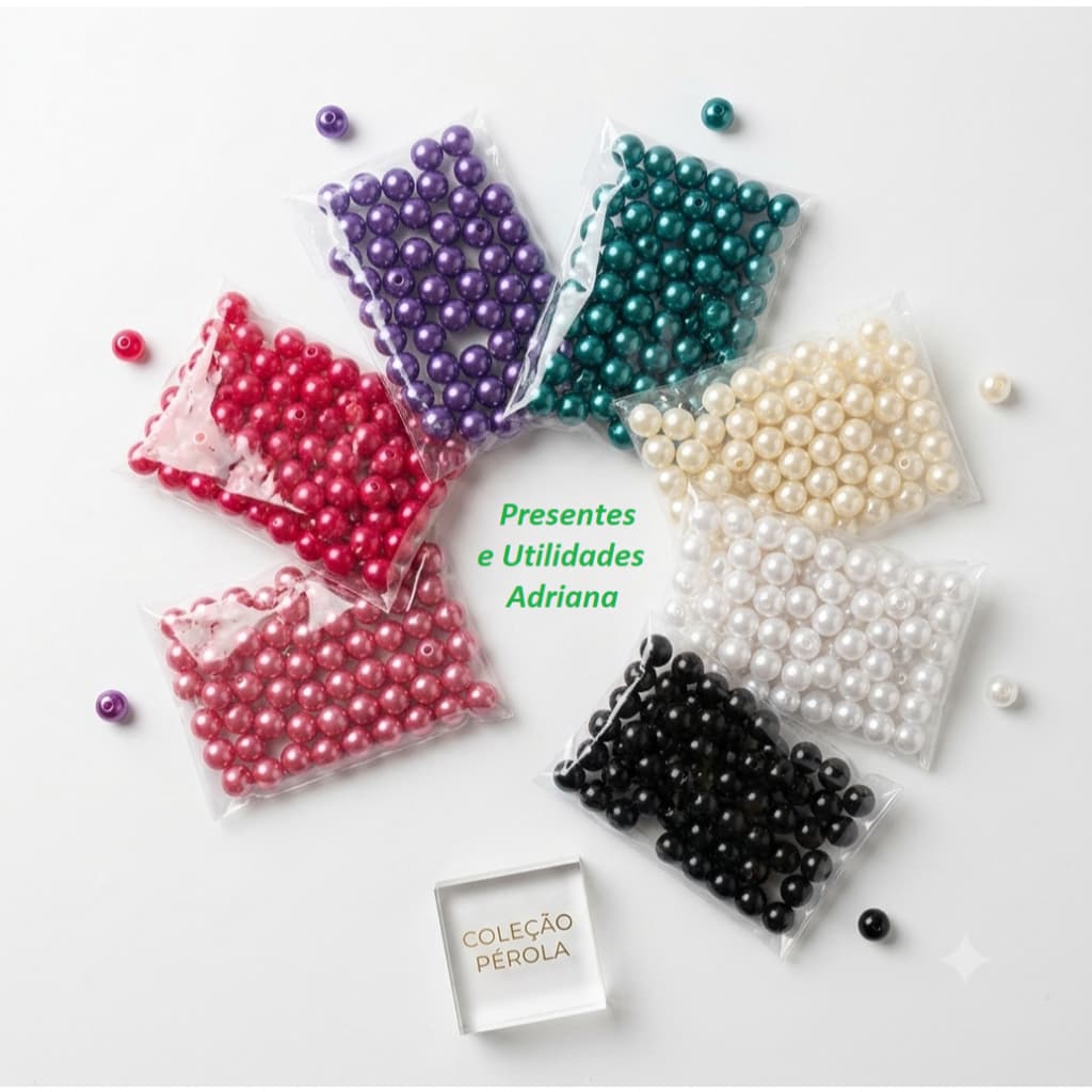 Pérola Colorida 8MM ABS com Furo passante artesanatos e customizações variadas miçanga