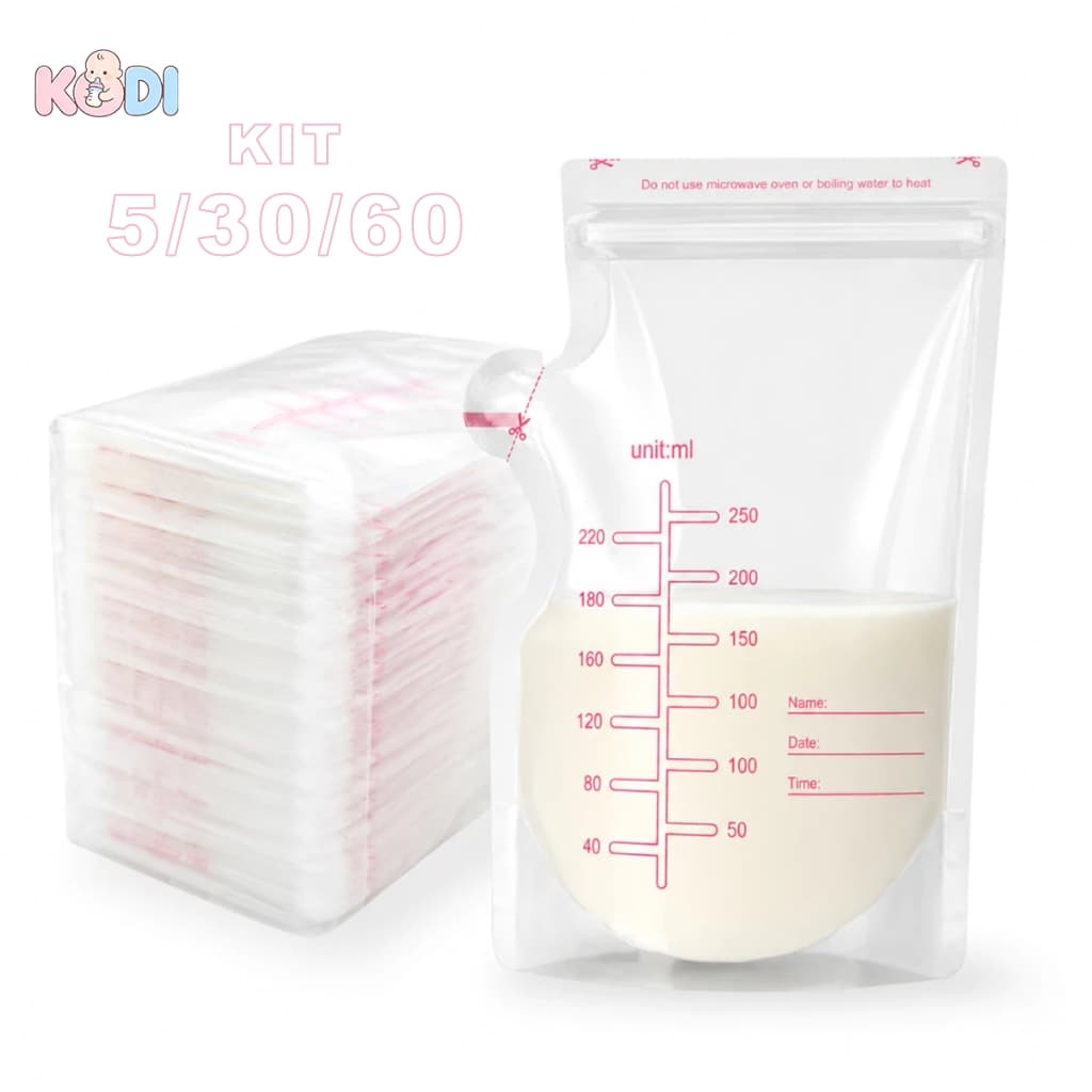KIT 5/30/60 Sacos Para Armazenar Congelar Leite Materno 250 mL Freezer -P1