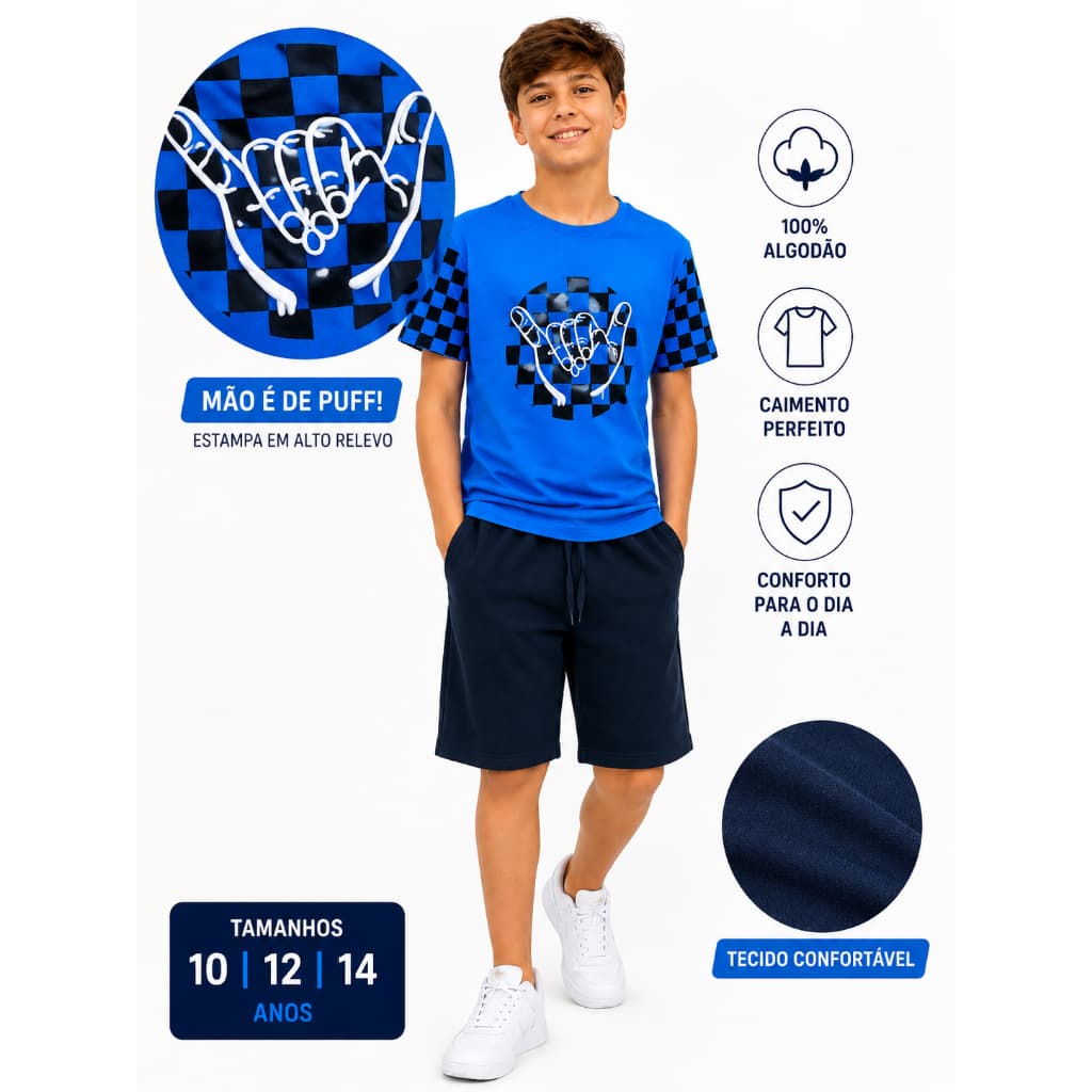 Conjunto Estilo Juvenil Masculino Manga Visual Marcante E Pratico Peca Ideal Para Curtir Com Conforto 10 ao 14