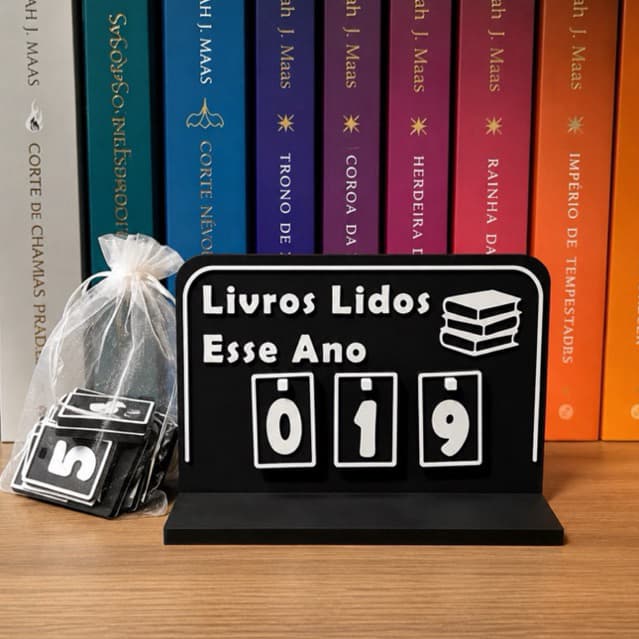 Contador de Livros Lidos no Ano | Decoração Estante de Livros | Placa Decorativa