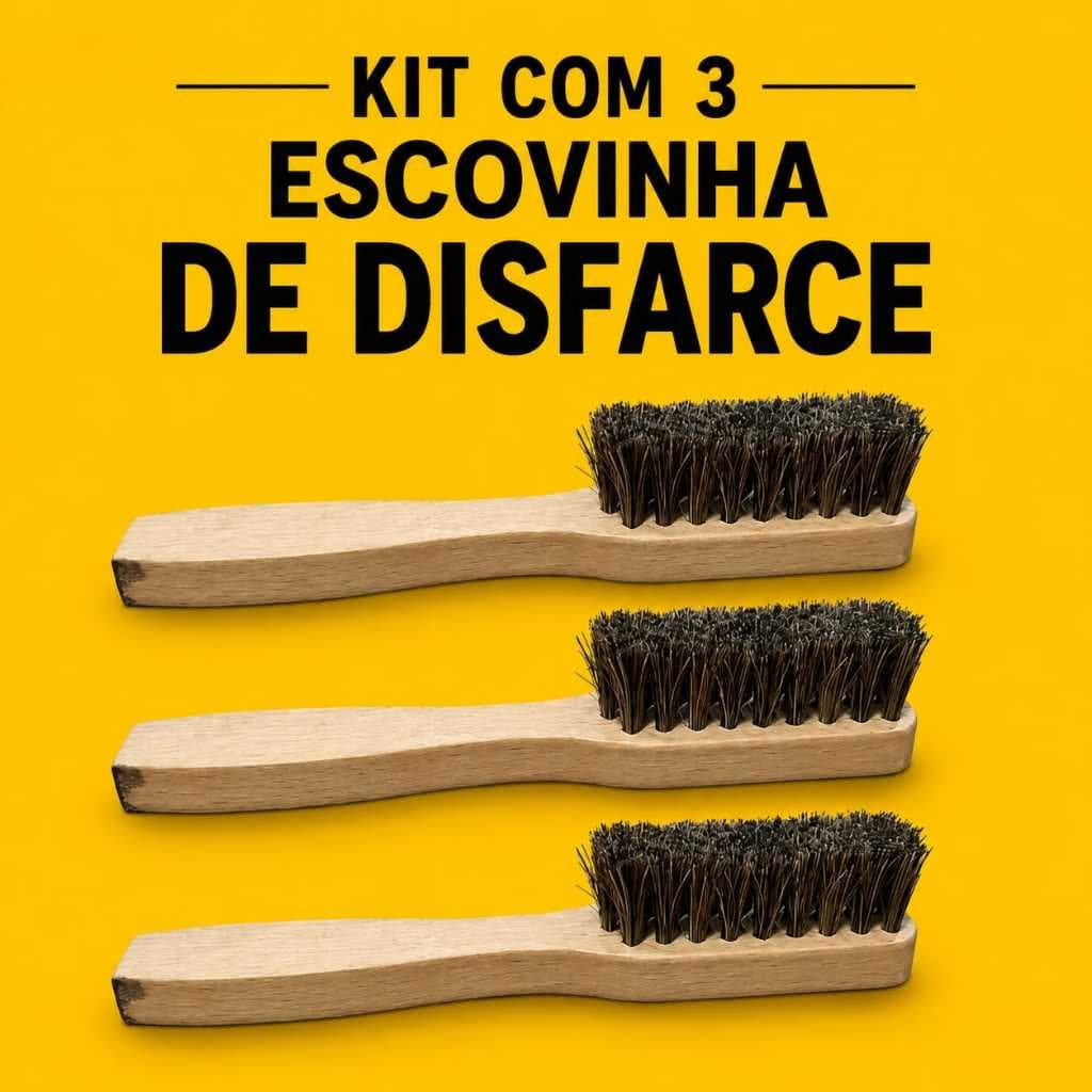 Kit 03 Escovinha Escova Pente Disfarce Madeira Para Cabelo E Barba