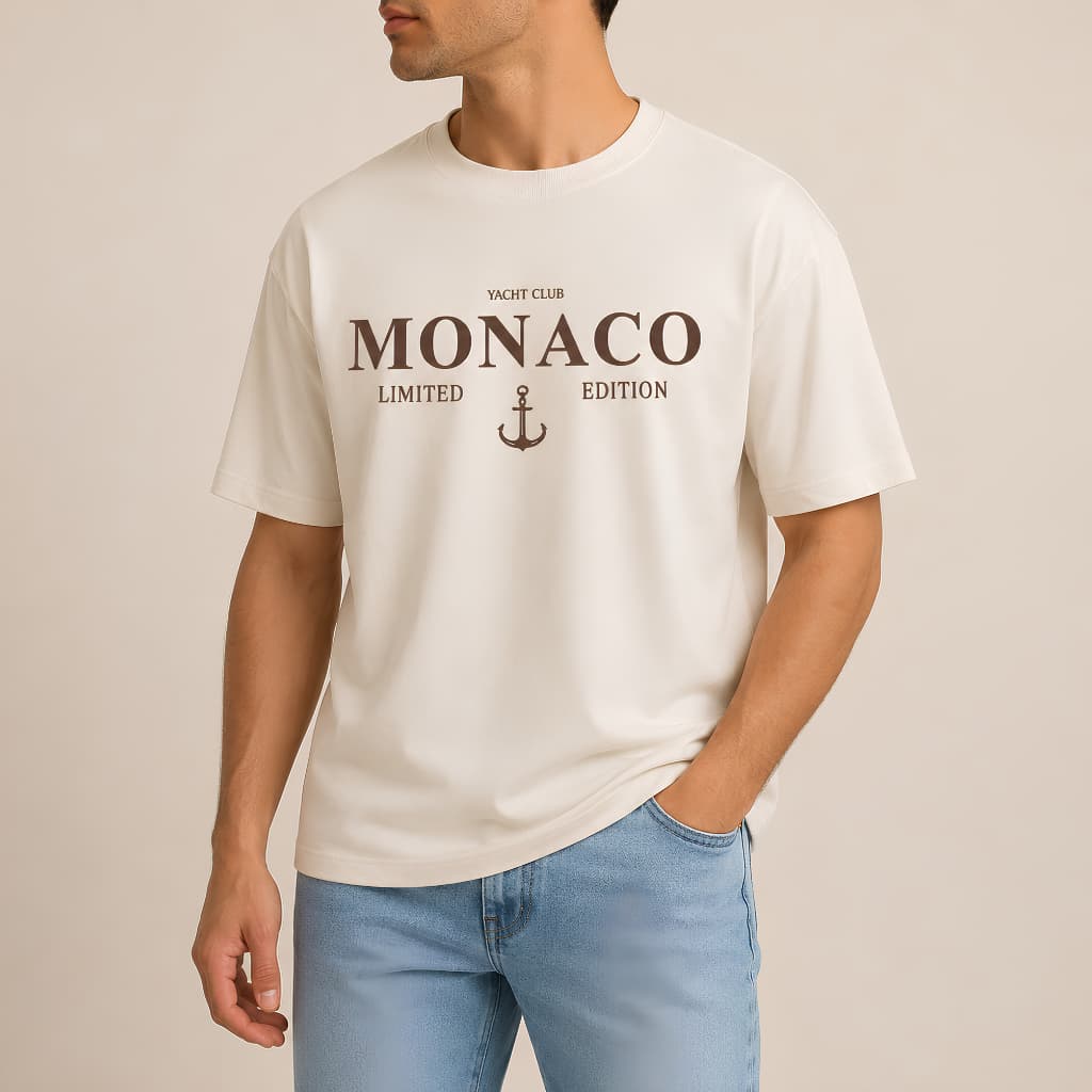 Camiseta Yacht Club Monaco Masculina Estilo Europeu Minimalista Premium Algodão