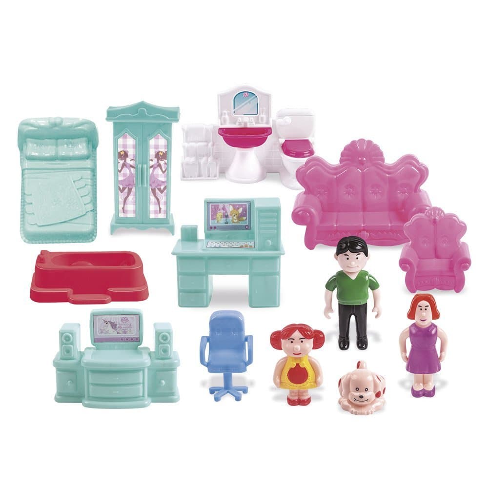 Brinquedo Casa Boneca Infantil Maleta Luz Som Móveis Acessórios Portátil Estimula Criatividade Imaginação