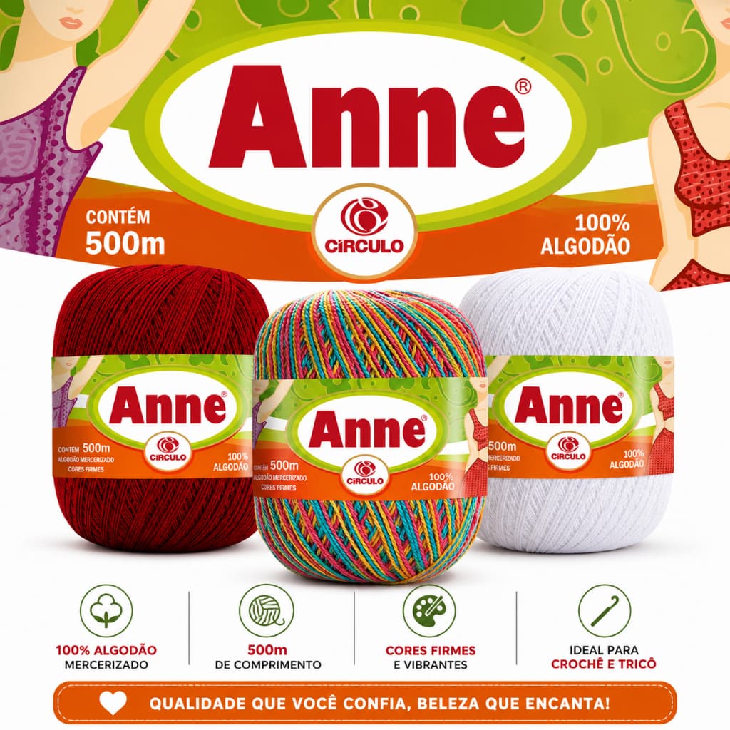 Linhas Anne 500-M-Cores Lisas e Mescladas-Círculo-Parte-1