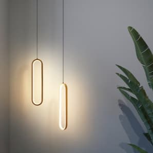 Kit 2 Luminária de teto Pendente Luxo Oval Moderno Dourado Abajur Decoração de Quarto Gold Dourado