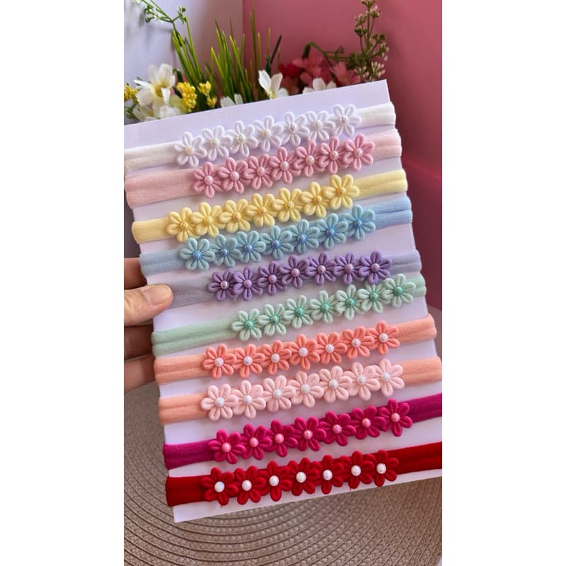Kit de Faixinhas de Cabelo para Bebê com Florzinhas Delicada Leve Confortável Recém Nascida RN Infantil