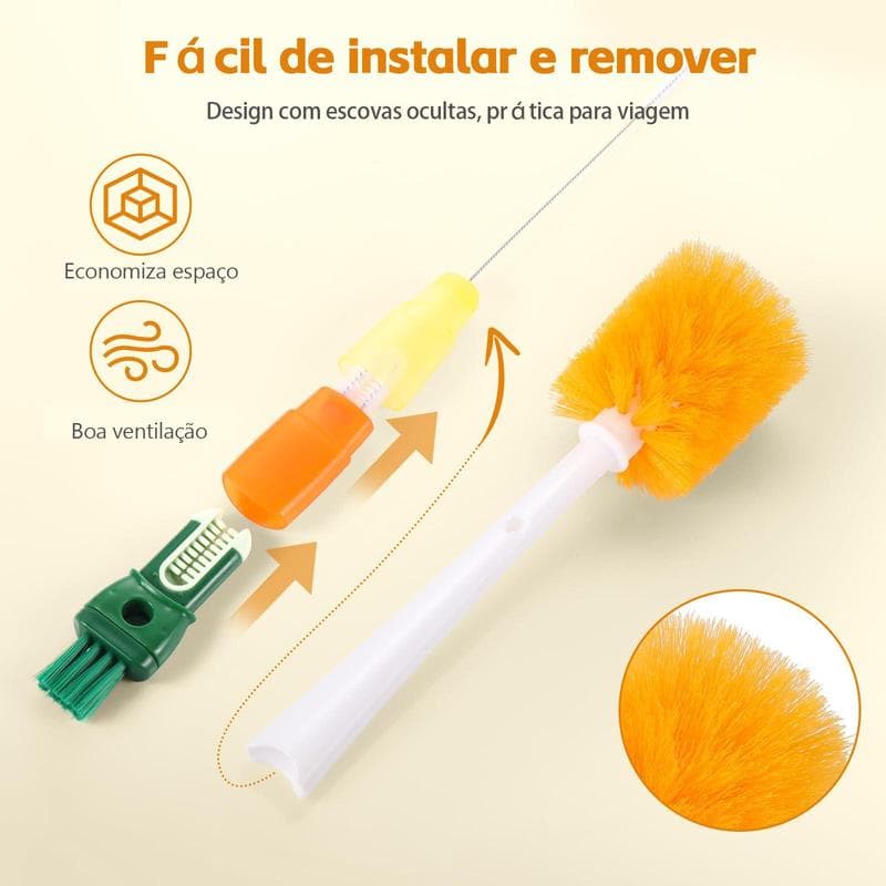 Escova Multifuncional de limpeza Escova Multifuncional 5 em 1 - Limpeza Profunda, Design Ergonômico, Fácil Armazenamento