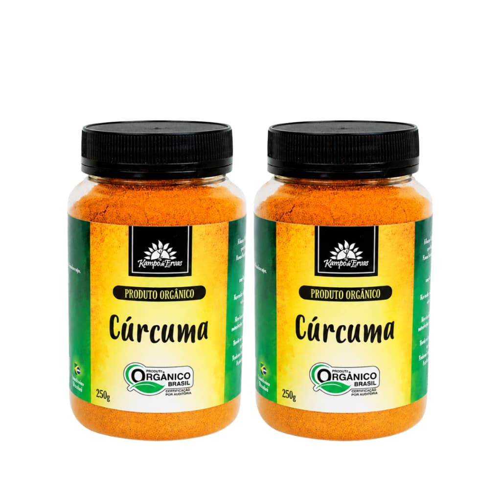 Kit 2 Cúrcuma em Pó Orgânica Kampo De Ervas 250g Açafrão da Terra 100% Puro Natural Vegan Sem Glúten