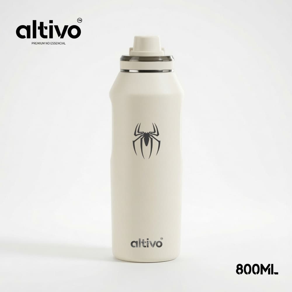 Garrafa Térmica Marvel Spider-Man Aço Inoxidável Premium Personalização com Tampa Antivazamento Bico Rosqueável 800ML