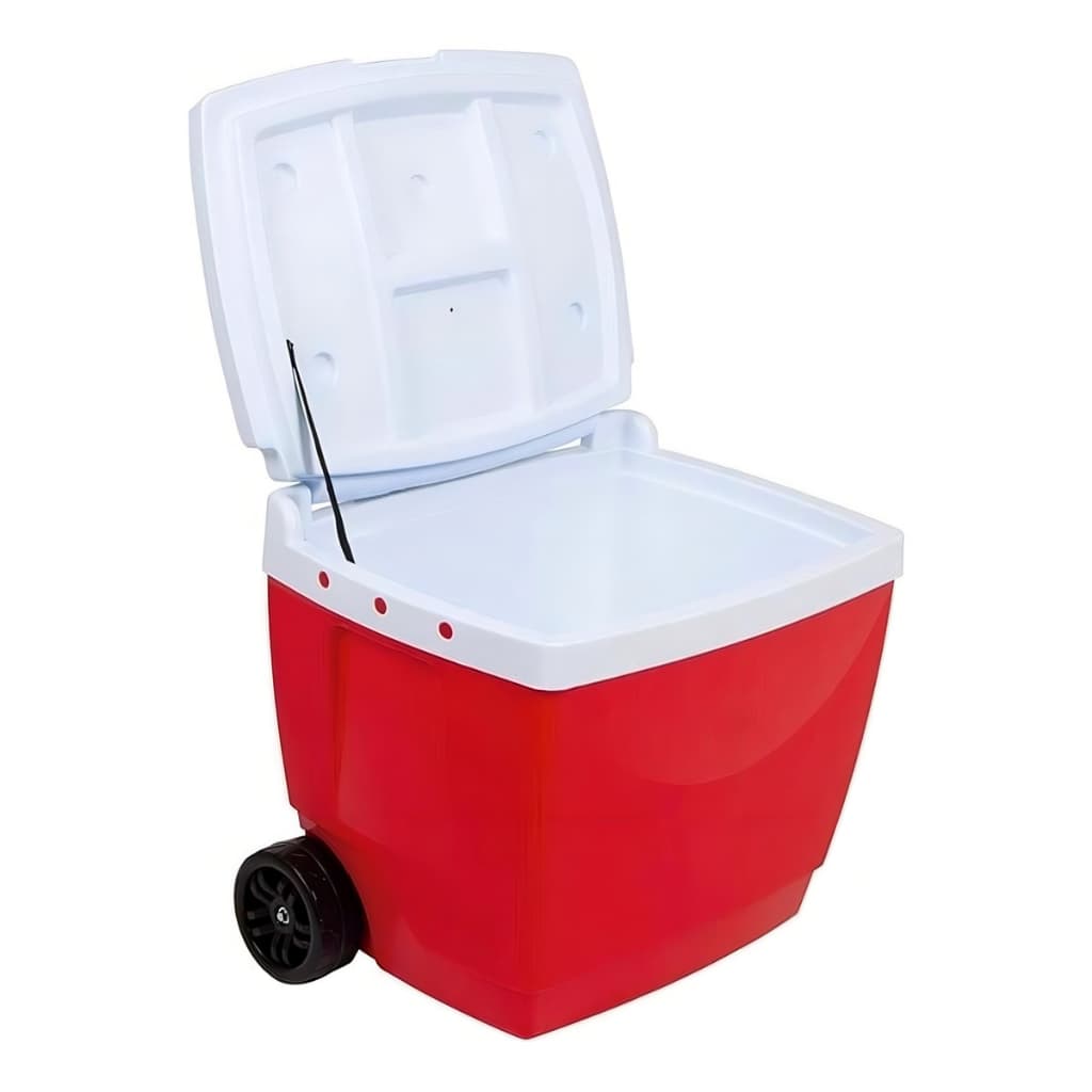 Caixa Térmica Mor 42 Litros Vermelha com Rodas Cooler Grande para Praia Camping e Churrasco