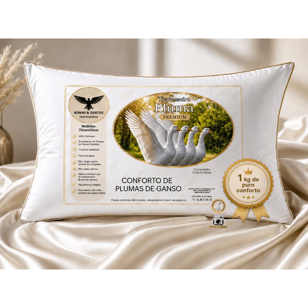 Travesseiro Micropercal 400 Fios Gold Premium 70x50cm Confortável