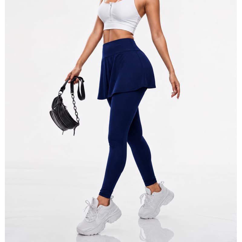 Legging Leg Feminina com Saia Academia Cintura Alta Suplex Fitness Yoga Caminhada Treino Academia Corrida
