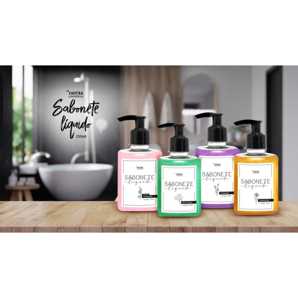 Kit 3 Sabonete Líquido 250ml Hidratante Mãos Corpo Banho Economia