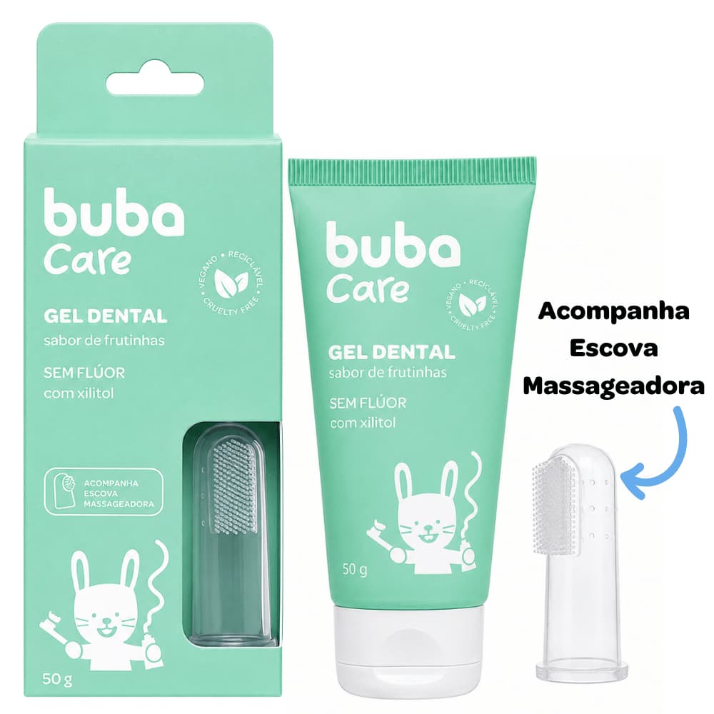 Gel Dental Buba Care Sem Flúor com Escova Massageadora