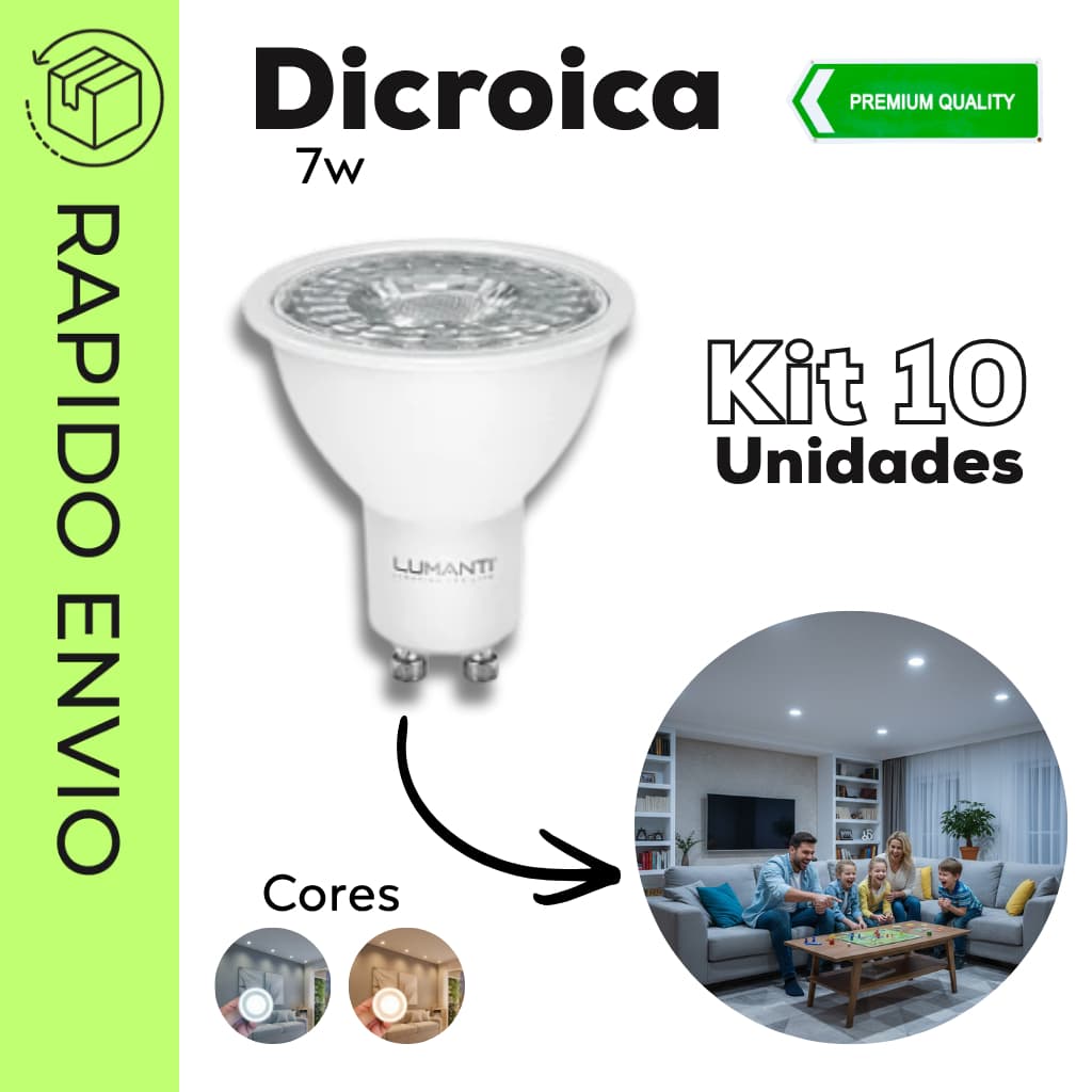 Kit 10 Lâmpada Led Dicroica 7w Branca Fria Ou Quente Bivolt