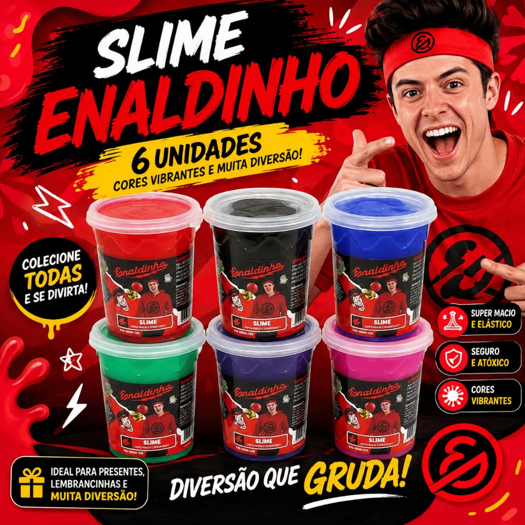 Últimas slimes!!! Slime  Enaldinho Youtuber com  bolinhas para colecionar - 6 UNIDADES