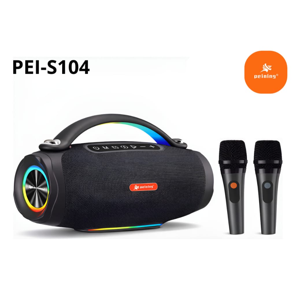 Caixa De Som 100w Grave Potente Bluetooth 2 Mic Pei-s104 Preto - PREMIUM