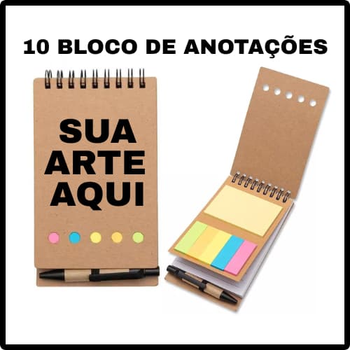 10 Bloco De Anotação Com Adesivo Colante Com a Sua Arte