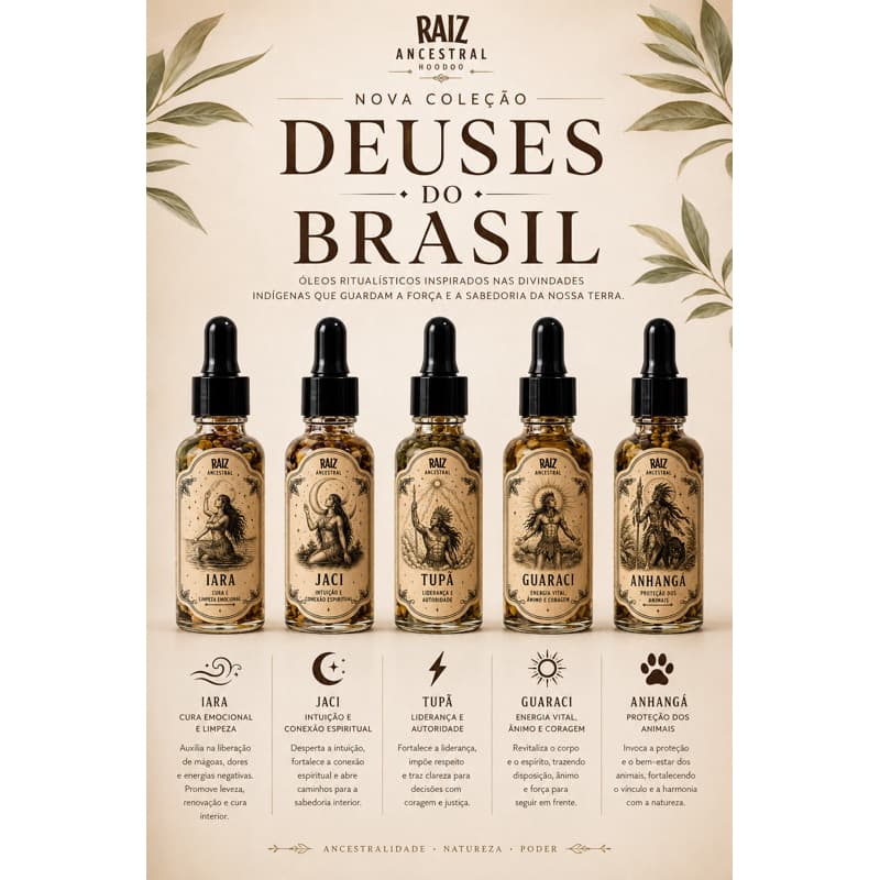 Óleos hoodoo Deuses do Brasil